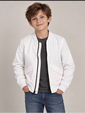 abercrombie kids White Puffer Bomber Jacket